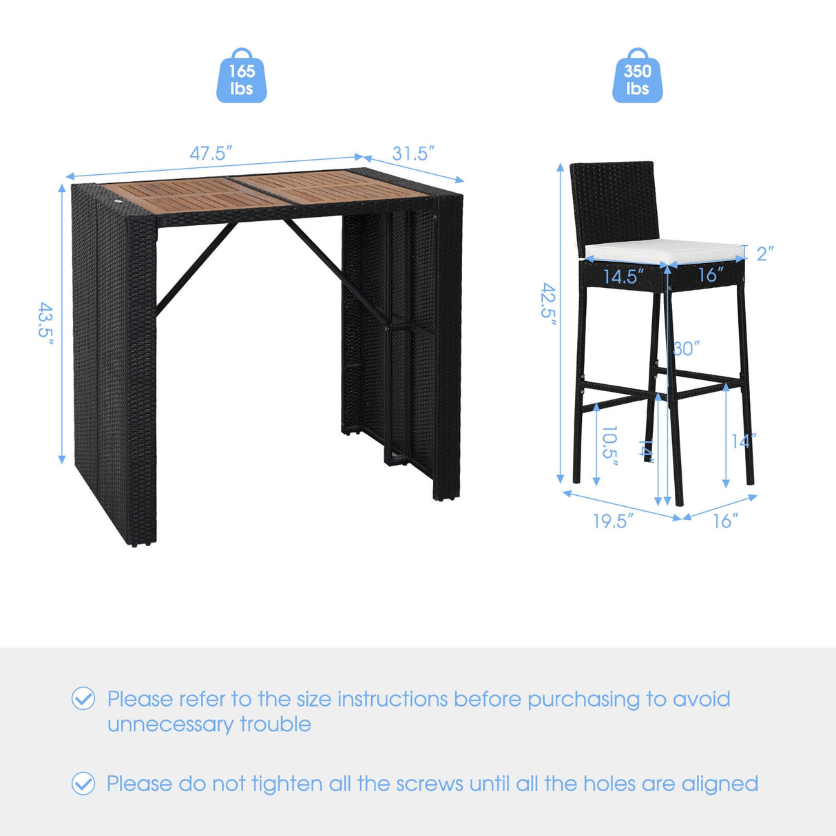 5 Pieces Patio Acacia Wood Dining Set