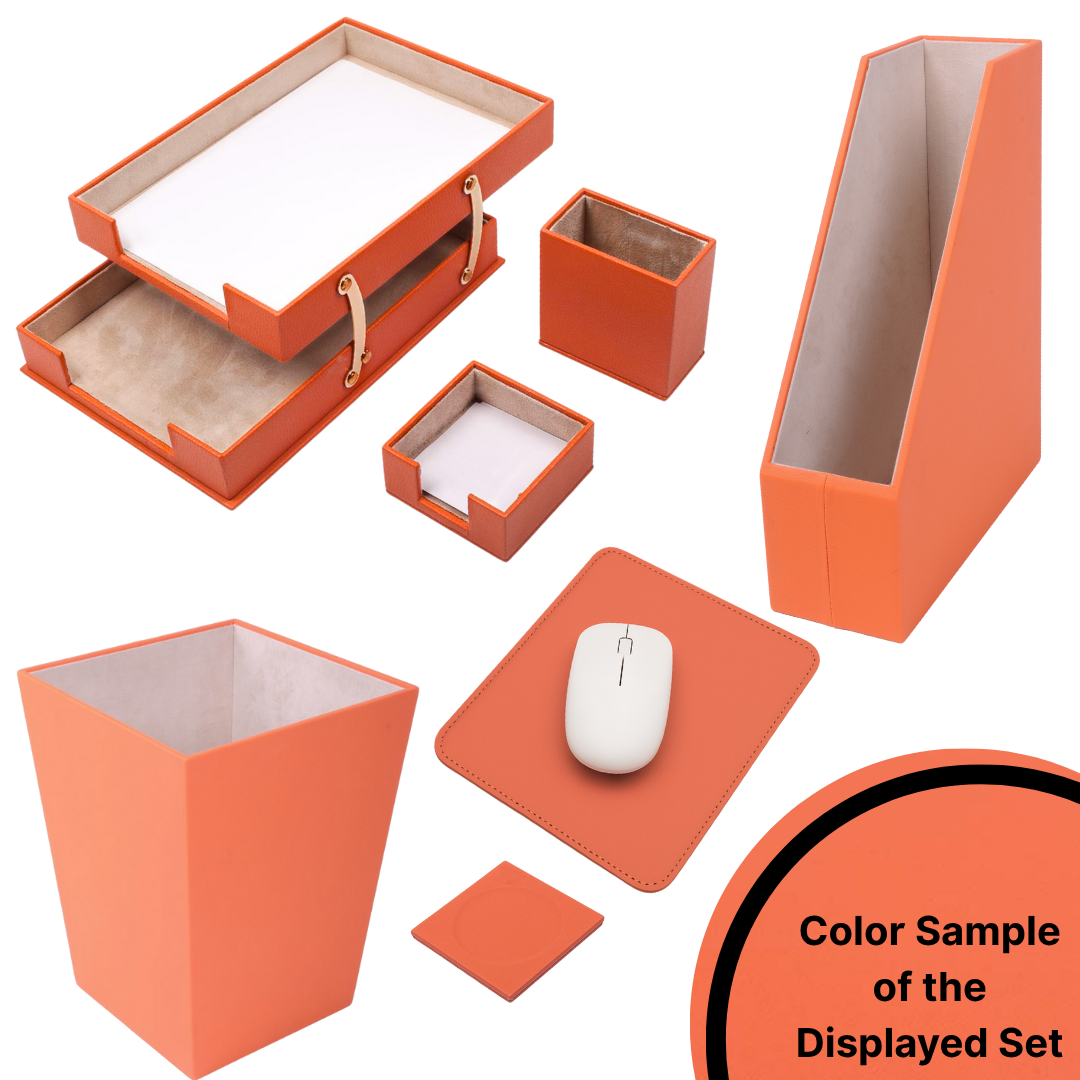 MOOG Leather Desk Set – 7-Piece Organizer-Turquoise
