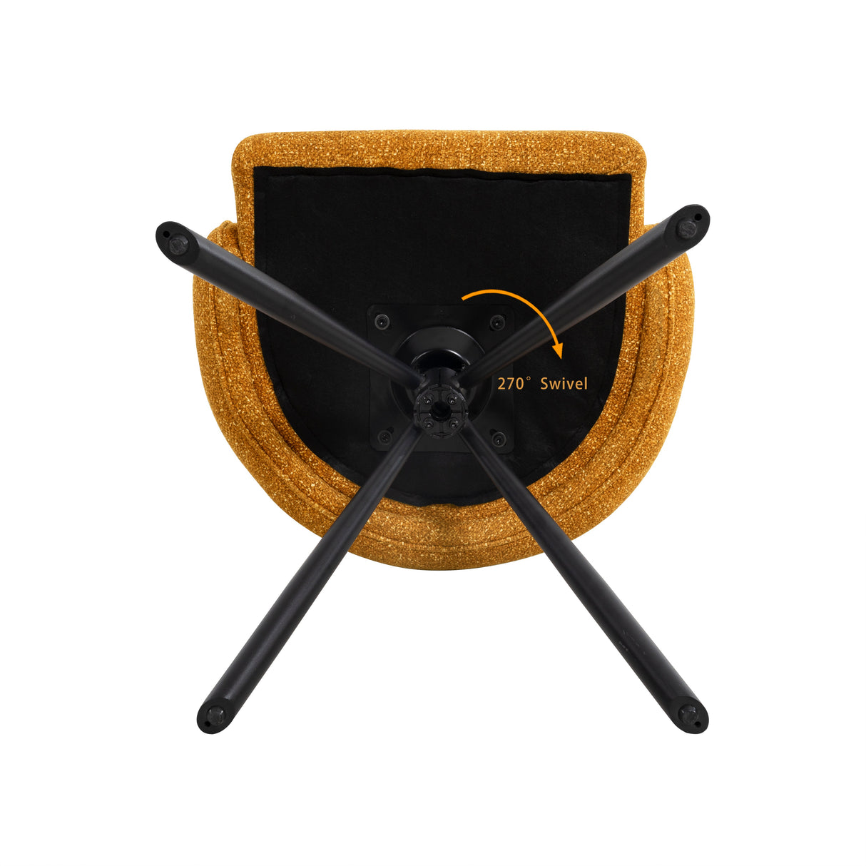 270° Swivel Home Office Desk Chairs Set of 2,Modern Dining Chairs, Upholstered Bedroom Chairs with Metal Base,Makeup Chair for Vanity, for Living Room, Bedroom,Study Room,Dining Room(Orange)