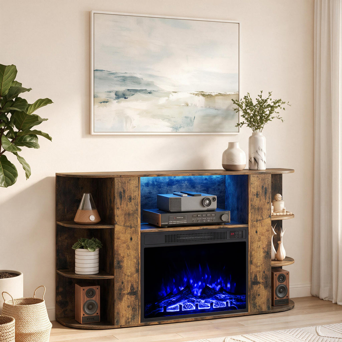 23â Electric Fireplace and 50â Fireplace TV Stand with RGB Lights for Living Room