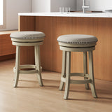 24/26 Inches Swivel Bar Stools Set of 2 wth Wooden Frame