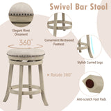 24/26 Inches Swivel Bar Stools Set of 2 wth Wooden Frame