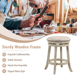 24/26 Inches Swivel Bar Stools Set of 2 wth Wooden Frame