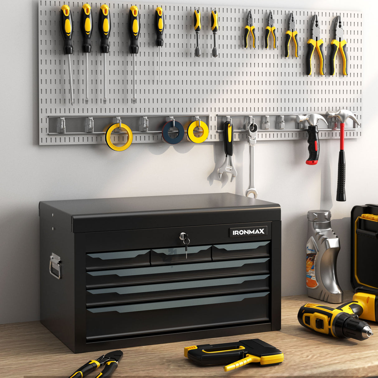 24 Inch Tool Chest Case with 6 Drawers and Top Storage for Garage Repair Shop & Warehouse