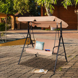Loveseat Cushioned Patio Steel Frame Swing Glider