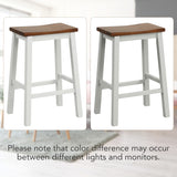 24.5-Inch Set of 4 Saddle Stools Bar Stools with Footrests for Kitchen Island-Walnut & Gray