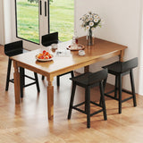 Swivel Wooden Bar Stools Set of 4 with Rubber Wood Legs and Low Back