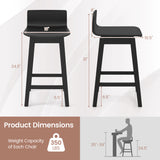 Swivel Wooden Bar Stools Set of 4 with Rubber Wood Legs and Low Back