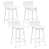 Swivel Wooden Bar Stools Set of 4 with Rubber Wood Legs and Low Back