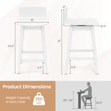 Swivel Wooden Bar Stools Set of 4 with Rubber Wood Legs and Low Back