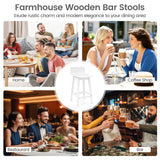 Swivel Wooden Bar Stools Set of 4 with Rubber Wood Legs and Low Back