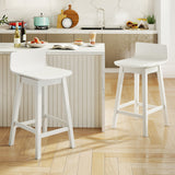 Swivel Wooden Bar Stools Set of 2 with Rubber Wood Legs and Low Back