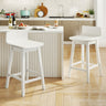 Swivel Wooden Bar Stools Set of 2 with Rubber Wood Legs and Low Back