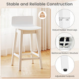 Swivel Wooden Bar Stools Set of 2 with Rubber Wood Legs and Low Back
