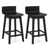 Swivel Wooden Bar Stools Set of 2 with Rubber Wood Legs and Low Back