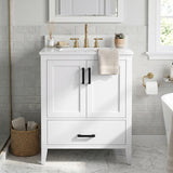 24.5" Modern Bathroom Vanity with Sink 2 Doors and Drawer-White