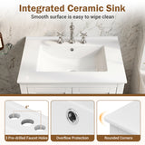 24.5" Modern Bathroom Vanity with Sink 2 Doors and Drawer-White