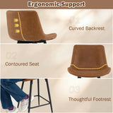 24 Inch Bar Stools Set of 4 with Backs and Footrests-Brown