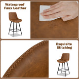24 Inch Bar Stools Set of 2 with Backs and Footrests-Brown