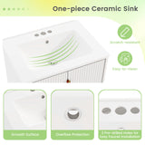 24 Inch Bathroom Vanity with Sink Combo and Adjustable Shelf-White