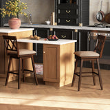 Counter Height Barstools Set of 2 with Backrest and Seat Cushion-29/Cushion-24 inches/Inches