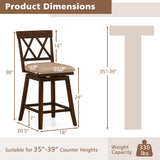 Counter Height Barstools Set of 2 with Backrest and Seat Cushion-29/Cushion-24 inches/Inches