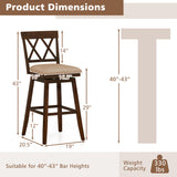 Counter Height Barstools Set of 4 with Backrest and Upholstered Seat Cushion-29/Cushion-24 inch/Inch