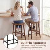 Counter Height Stools Solid Wood Saddle Bar Stools Set of 2