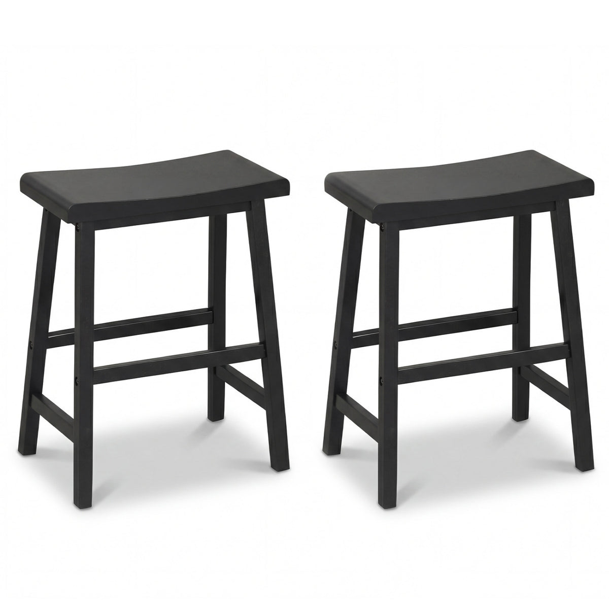 Counter Height Stools Solid Wood Saddle Bar Stools Set of 2