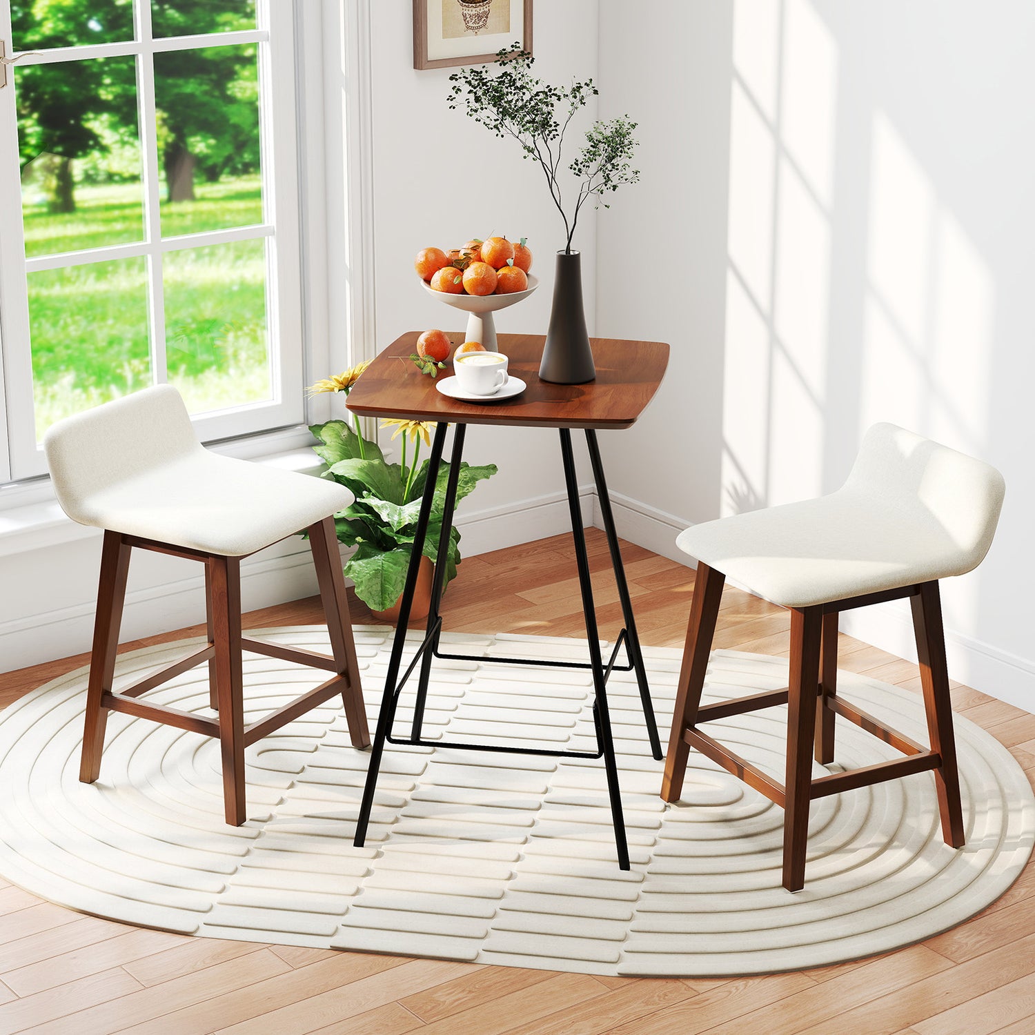 24 Inch Counter Height Bar Stools Set of 2 with Low Back