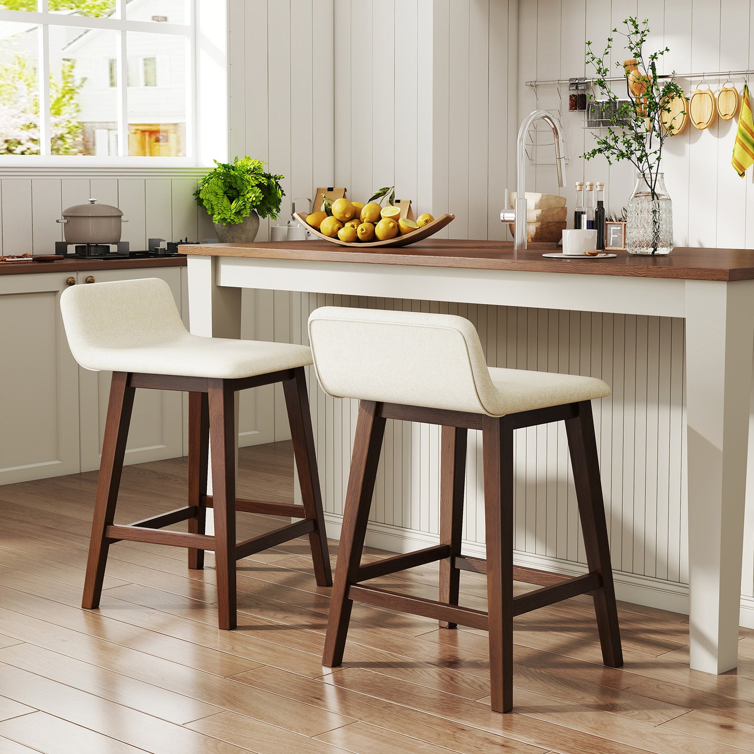 24 Inch Counter Height Bar Stools Set of 2 with Low Back