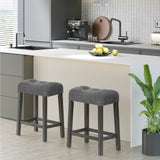 24 Inch Set of 2 Saddle Bar Stools with Padded Seat-Gray