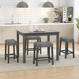 24 Inch Set of 2 Saddle Bar Stools with Padded Seat-Gray