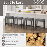 24 Inch Set of 2 Saddle Bar Stools with Padded Seat-Gray