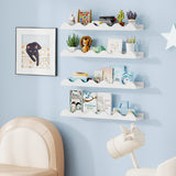 Kids Bookshelf Set of 4 Wall-Mounted Picture Ledge Shelf