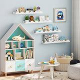 Kids Bookshelf Set of 4 Wall-Mounted Picture Ledge Shelf