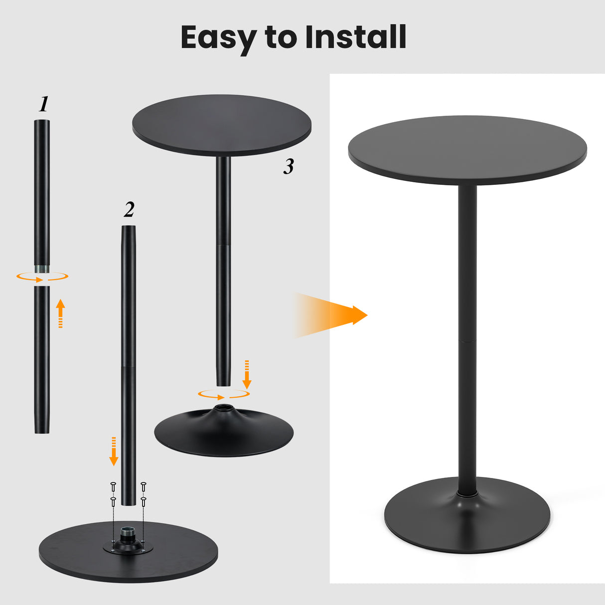 24 Inch Modern Style Round Cocktail Table with Metal Base and MDF Top
