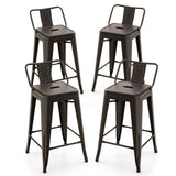 24 Inch Set of 4 Cafe Side Chairs with Rubber Feet and Removable Backs-Gun