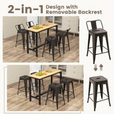 24 Inch Set of 4 Cafe Side Chairs with Rubber Feet and Removable Backs-Gun