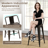 24 Inch Set of 4 Cafe Side Chairs with Rubber Feet and Removable Backs-Gun