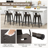 24 Inch Set of 4 Cafe Side Chairs with Rubber Feet and Removable Backs-Gun