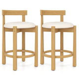 24 Inch Teddy Velvet Upholstered Counter Height Bar Stools with Backrests and Footrests