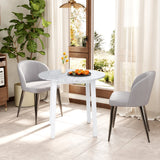 35 Inch Round Dining Table with Rubber Wood Legs and Marble-textured Veneer Tabletop