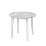 35 Inch Round Dining Table with Rubber Wood Legs and Marble-textured Veneer Tabletop