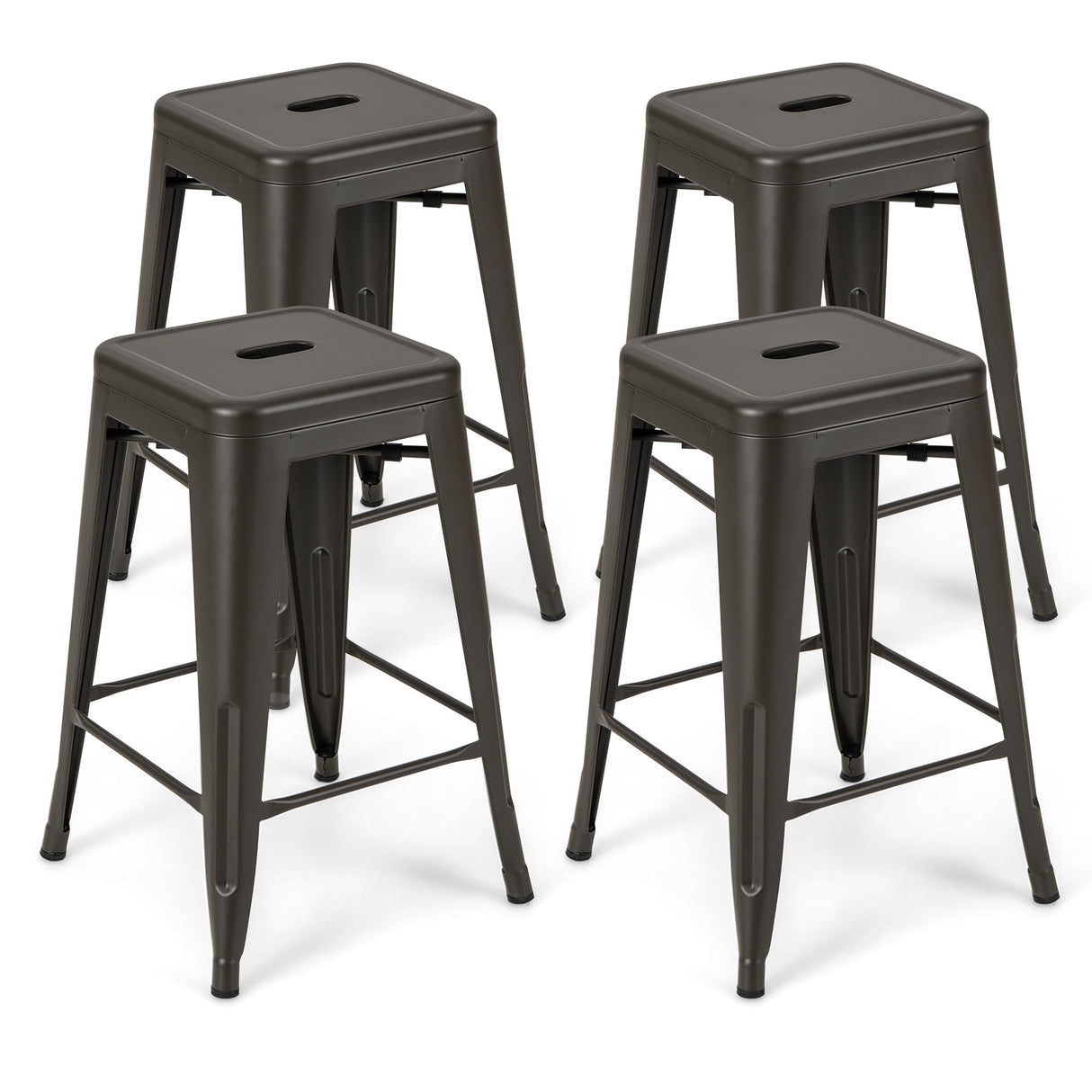 24 Inch Set of 4 Tolix Style Counter Height Barstool Stackable Chair