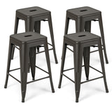 24 Inch Set of 4 Tolix Style Counter Height Barstool Stackable Chair