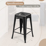 24 Inch Set of 4 Tolix Style Counter Height Barstool Stackable Chair