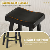 24 Inches Counter Height Stools Set of 2 with Footrest for Restaurant Cafe Pub-Black
