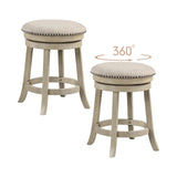 24/26 Inches Swivel Bar Stools Set of 2 wth Wooden Frame