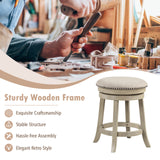 24/26 Inches Swivel Bar Stools Set of 2 wth Wooden Frame